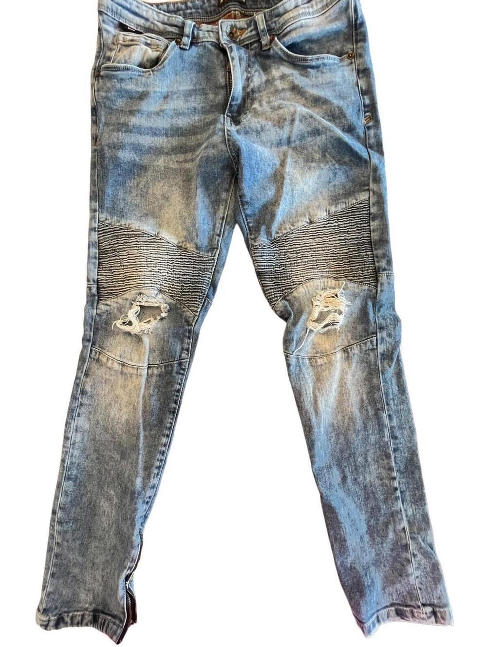 BDG Skinny Stretch Jeans size 30 X 30 Women acid wash distressed leg zip